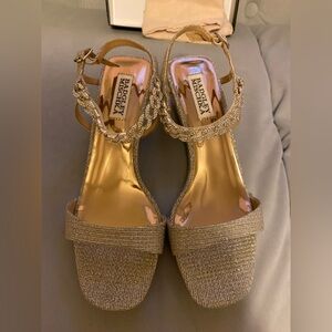 NWT Badgley Mischka Glittering Platinum Heels